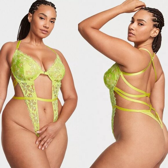 New! Victoria's Secret Tease Floral Embroidery Crotchless Teddy 4310 - Picture 2 of 8